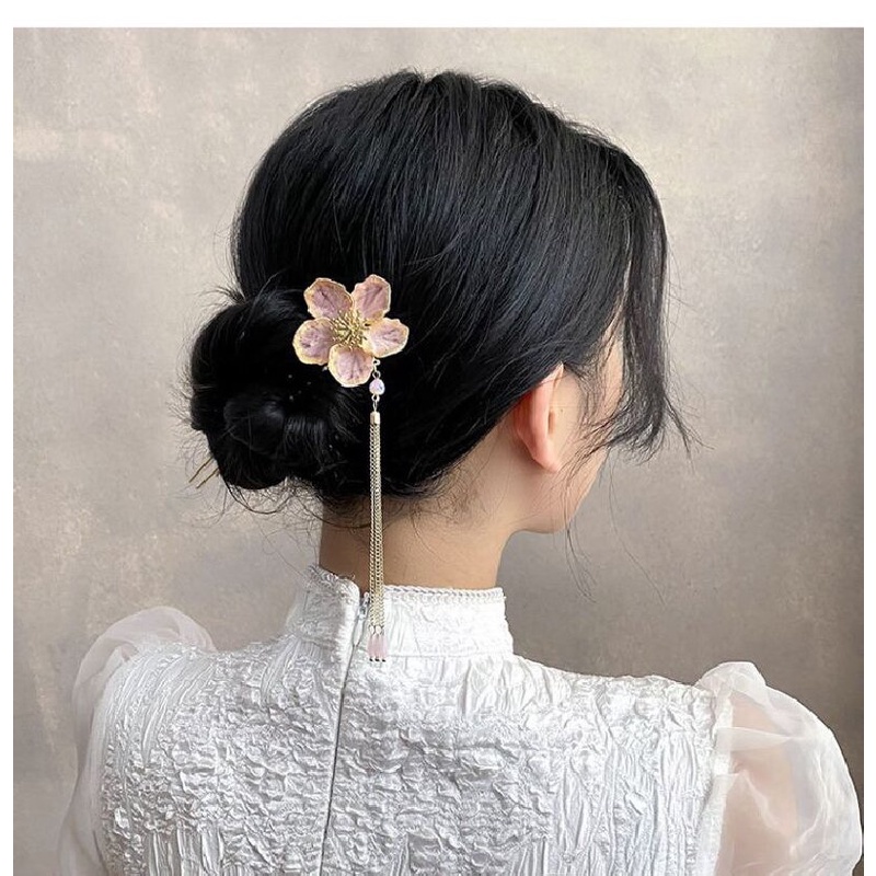 Lily of the Valley Gaya Kuno Langkah Goyang Jepit Rambut Mutiara Sederhana Hanfu Cheongsam Jepit Rambut High-End Pengurangan Rambut Bunga Rumbai Jepit Rambut