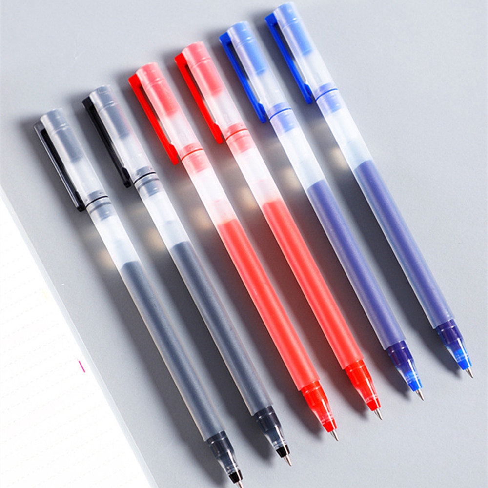 [Harga Grosir] 1pc 0.5mm Cepat Kering Biru Merah Pulpen Gambar Sederhana Pena Raksasa Menulis Pena Netral Hitam Tanda Tangan Pena Siswa Alat Tulis Sekolah Alat Kantor