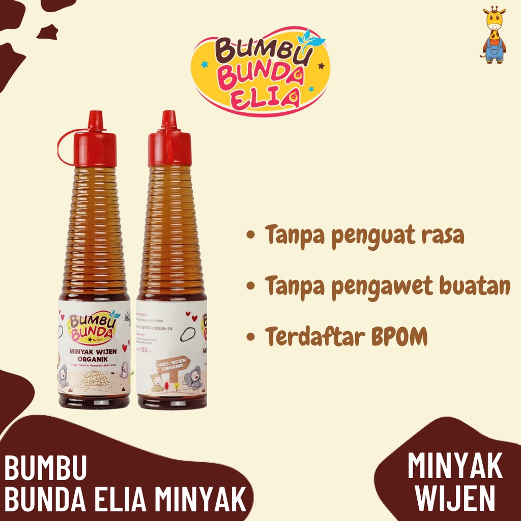 Bumbu Bunda Elia Minyak Wijen Non MSG / Minyak MPASI / BB Booster MPASI / Lemak MPASI