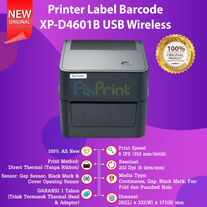 Printer Label Barcode XP-D4601B D4601B USB Wireless New