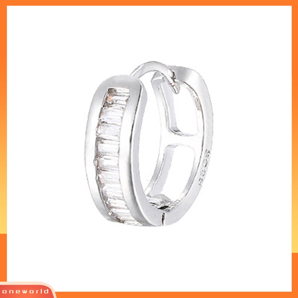 [WOD] 1pc Anting Wanita Bentuk Lingkaran Persegi Cubic Zirconia Sparkling Gaya Korea Earring Untuk Pesta Pernikahan Perjamuan Prom