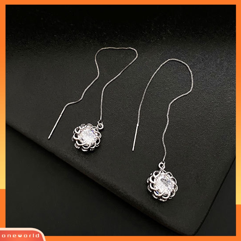 [WOD] Anting Drop Earrings Anti Alergi All-match Hias Mutiara Imitasi Berkilau Anting Rumbai Panjang Untuk Pacaran