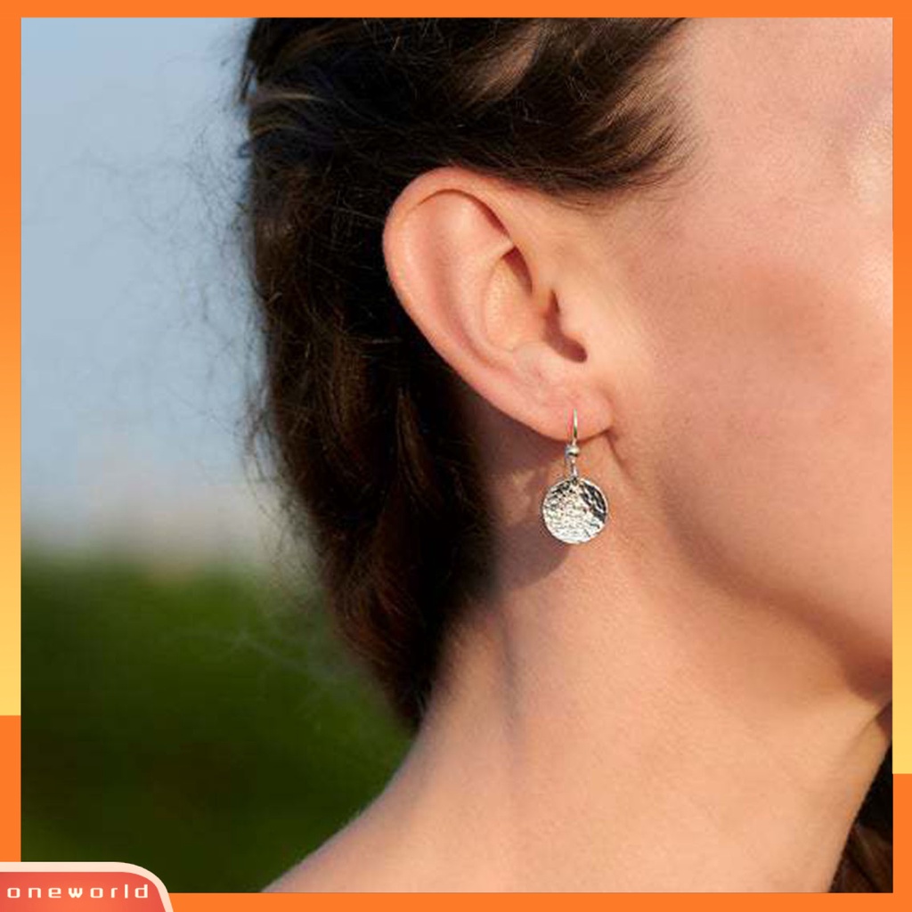 [WOD] 1pasang Anting Menjuntai Tidak Rata Plating Metal Round Sheet Hook Earrings Untuk Pesta Perjamuan Pernikahan Prom