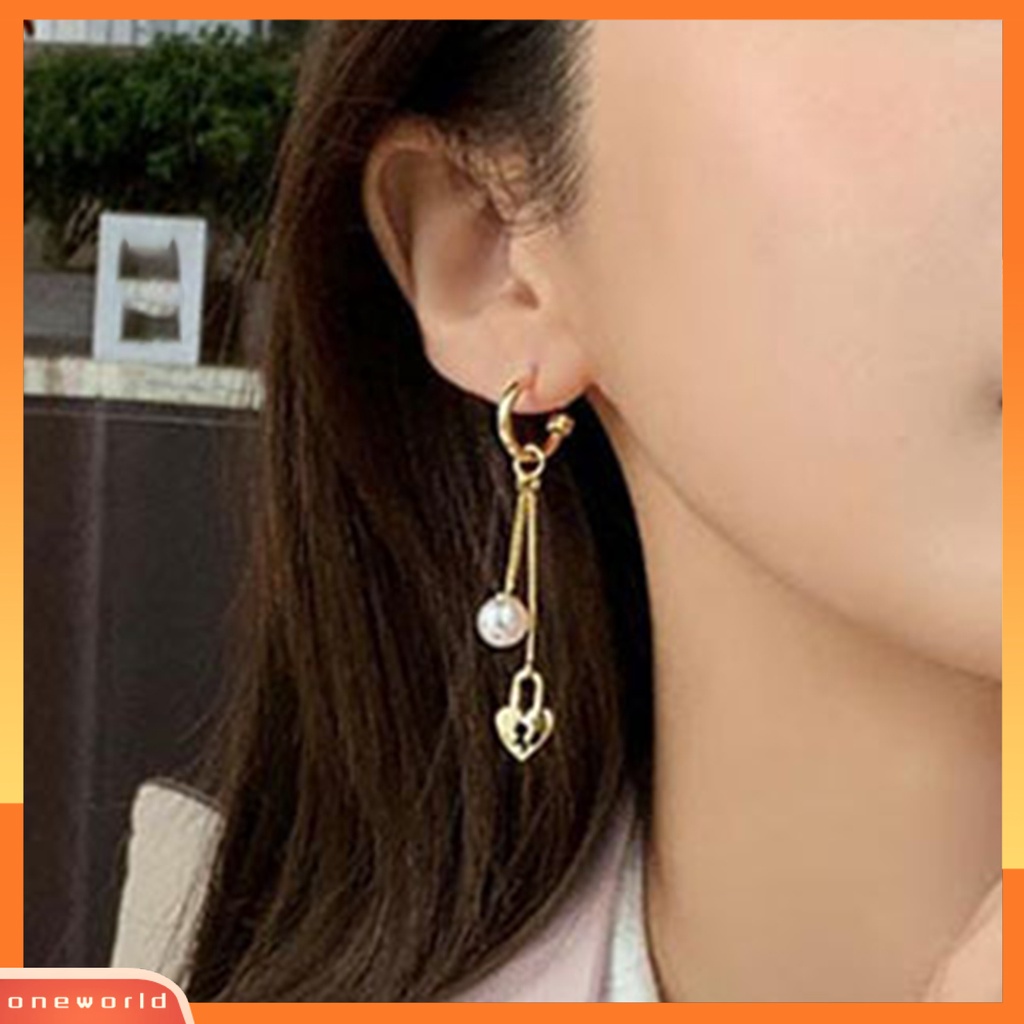 [WOD] 1pasang Anting Menjuntai Menawan Pengerjaan Halus Alloy Indah Bentuk Hati Ear Rings Drop Untuk Wanita