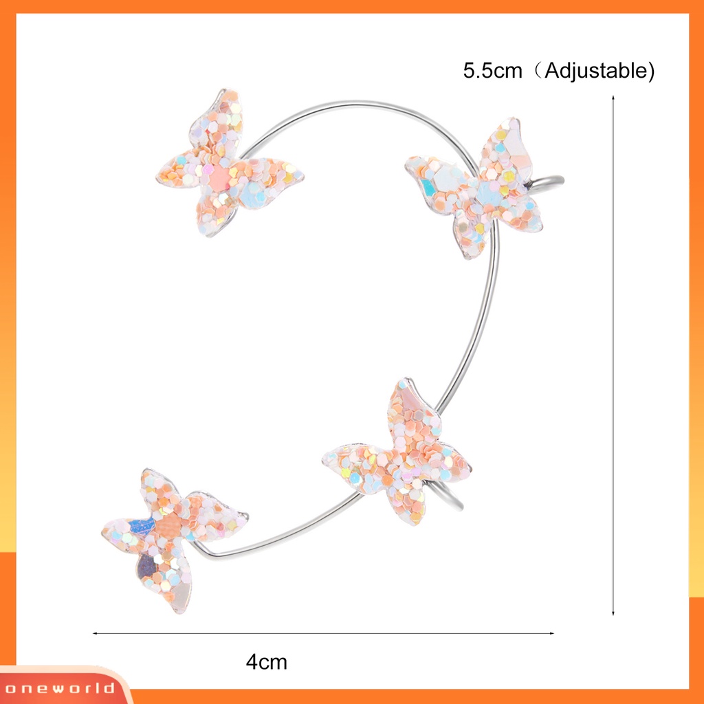 [WOD] 1 Pc Tanpa Tindik Romantis Manset Telinga Hadiah Payet Kupu-Kupu Wanita Bungkus Anting Pesta Perhiasan