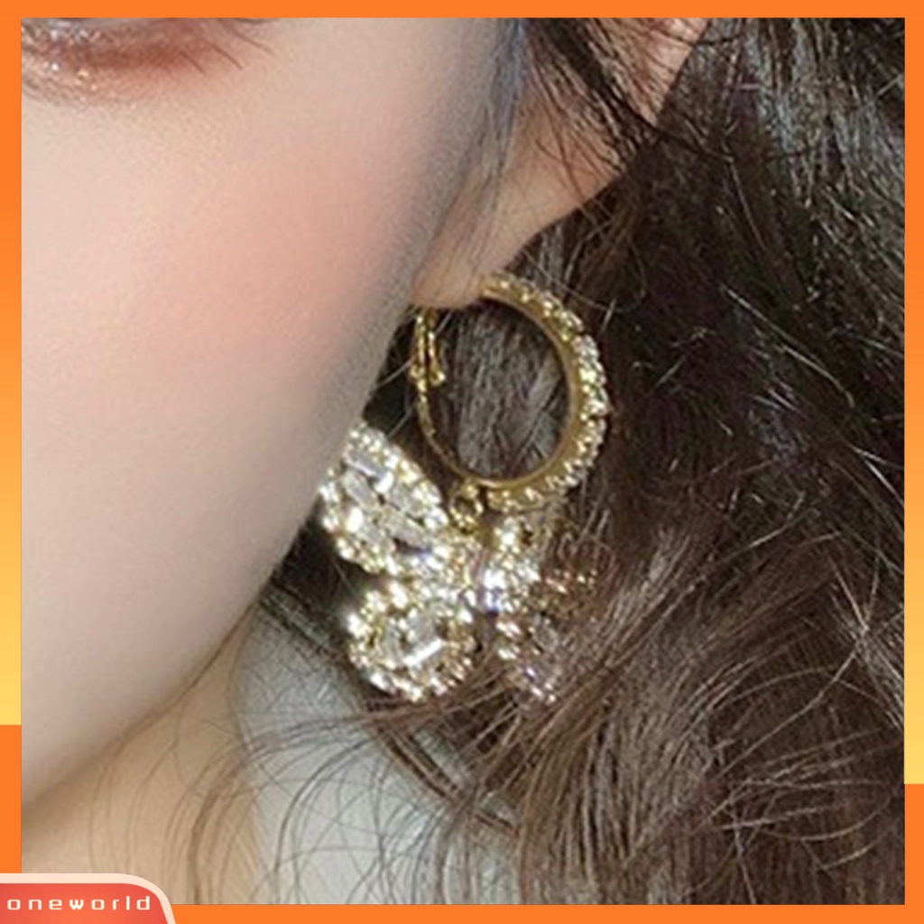 [WOD] 1pasang Anting Wanita Berlian Imitasi Mengkilap Bentuk Kupu-Kupu Anting Menjuntai Indah Untuk Hadiah