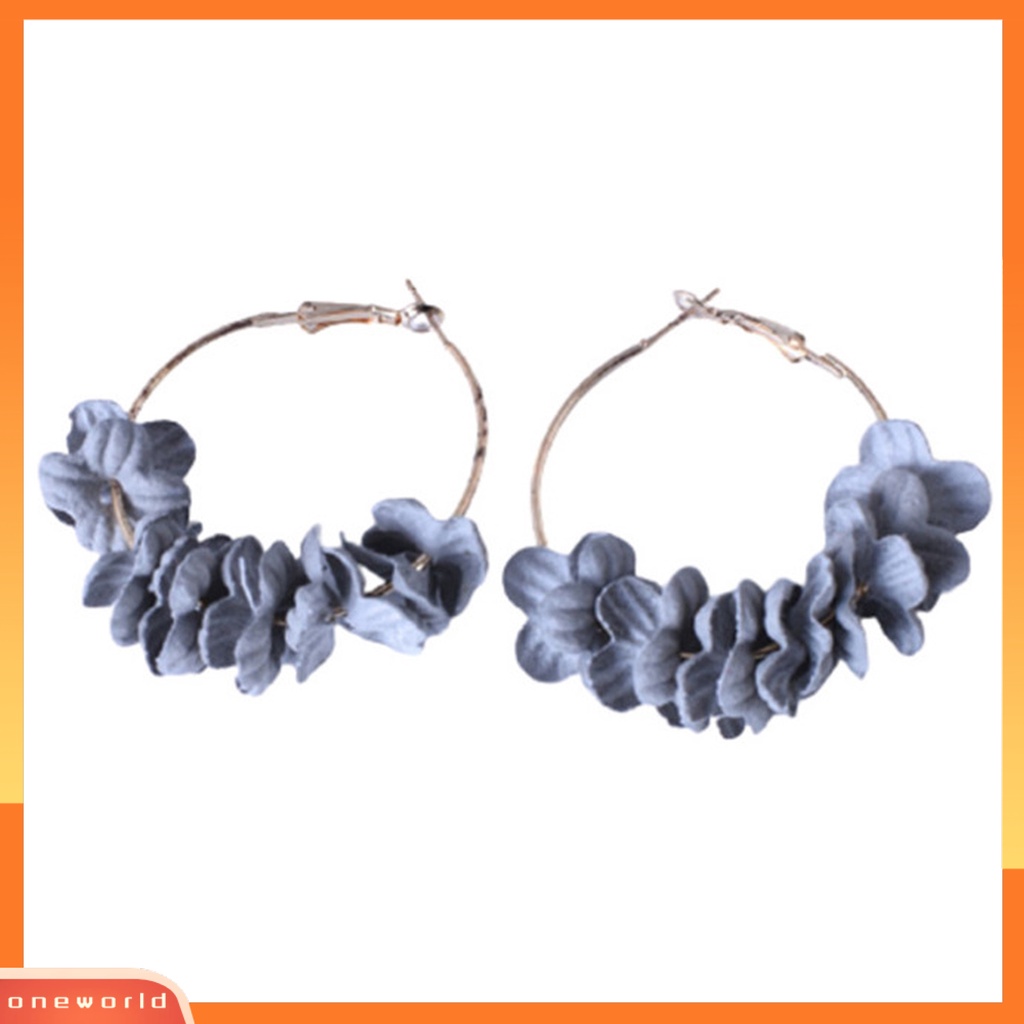 [WOD] 2pcs Anting Hoop Kelopak Eardrop Wanita Perempuan Perhiasan Fashion Sederhana Untuk Pesta