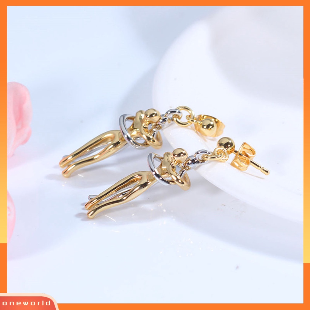 [WOD] Anting Telinga Menjuntai Pasangan Hugging Perhiasan Geometri Electroplating Earrings Untuk Pacaran