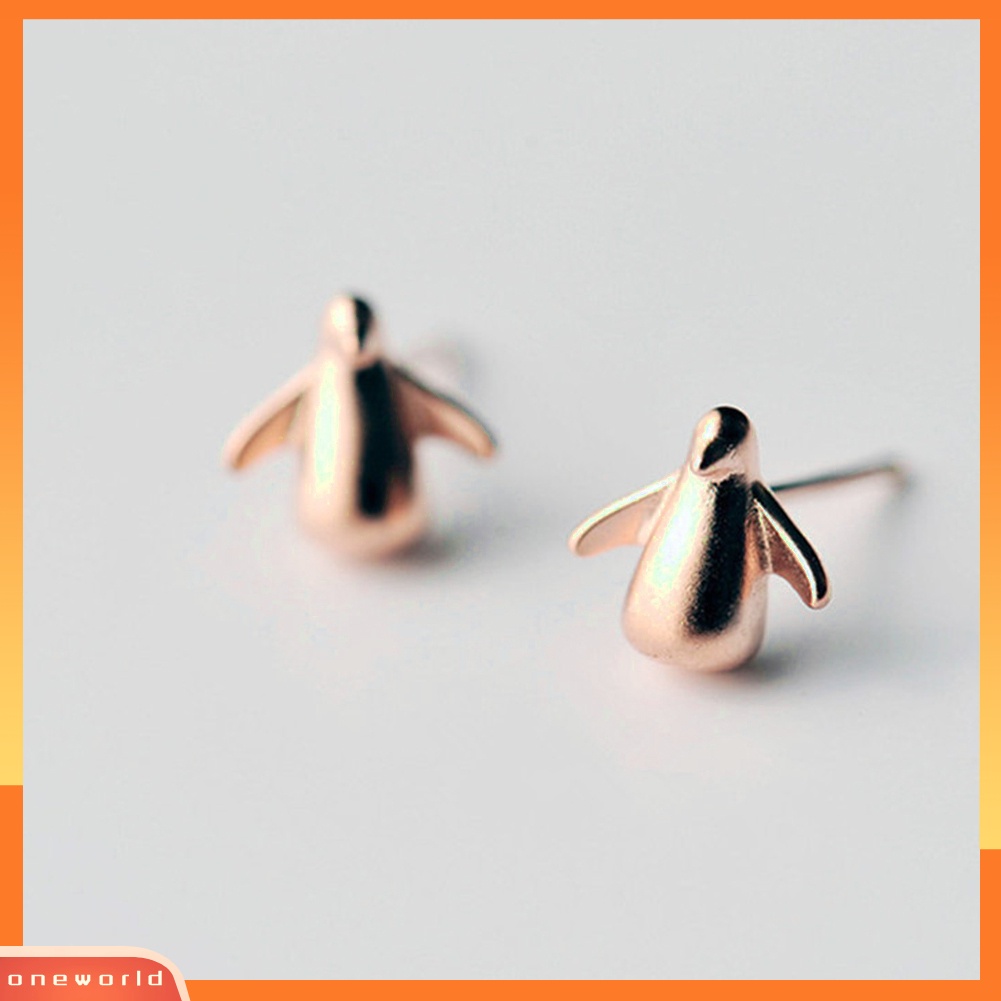 [WOD] Lucu 3D Kartun Pinguin Hewan Telinga Stud Anting Wanita Tindik Perhiasan Hadiah