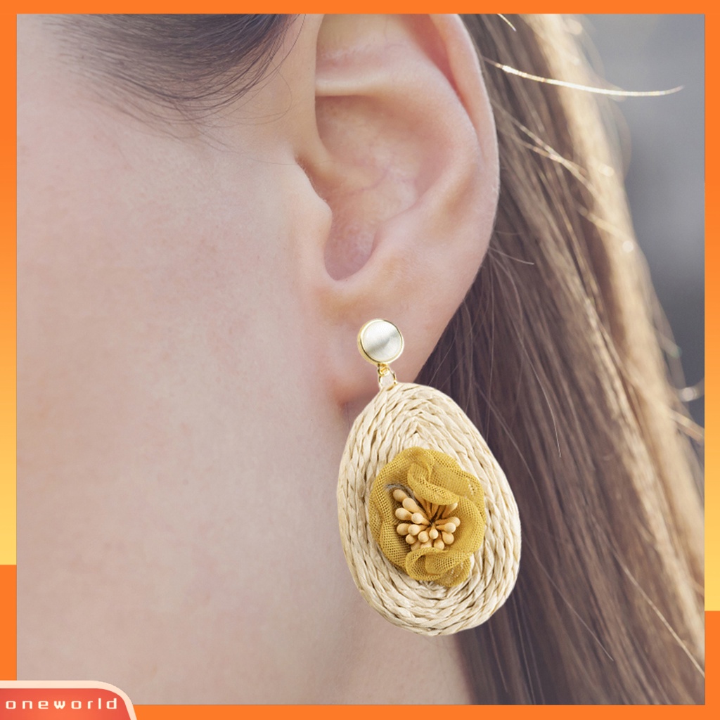 [WOD] 1pasang Anting Kepang Bunga Permukaan Halus Dress-up Elegan Retro Bunga Anting Perempuan Untuk Liburan