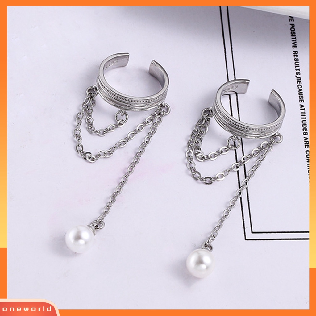 [WOD] 1pc Klip Anting Multilayer Rumbai Perhiasan Gaya Perancis Mutiara Imitasi Manset Telinga Untuk Pesta Perjamuan Pernikahan Prom