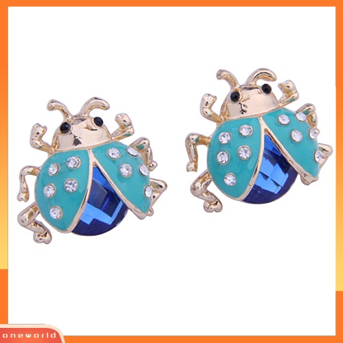 [WOD] Wanita Lucu Ladybird Bentuk Berlian Imitasi Ear Stud Kumbang Ladybug Hadiah Anting