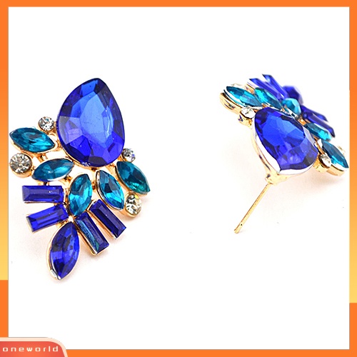 [WOD] Fashion Wanita Berlapis Emas Tetesan Air Berlian Imitasi Eardrops Ear Studs Earrings