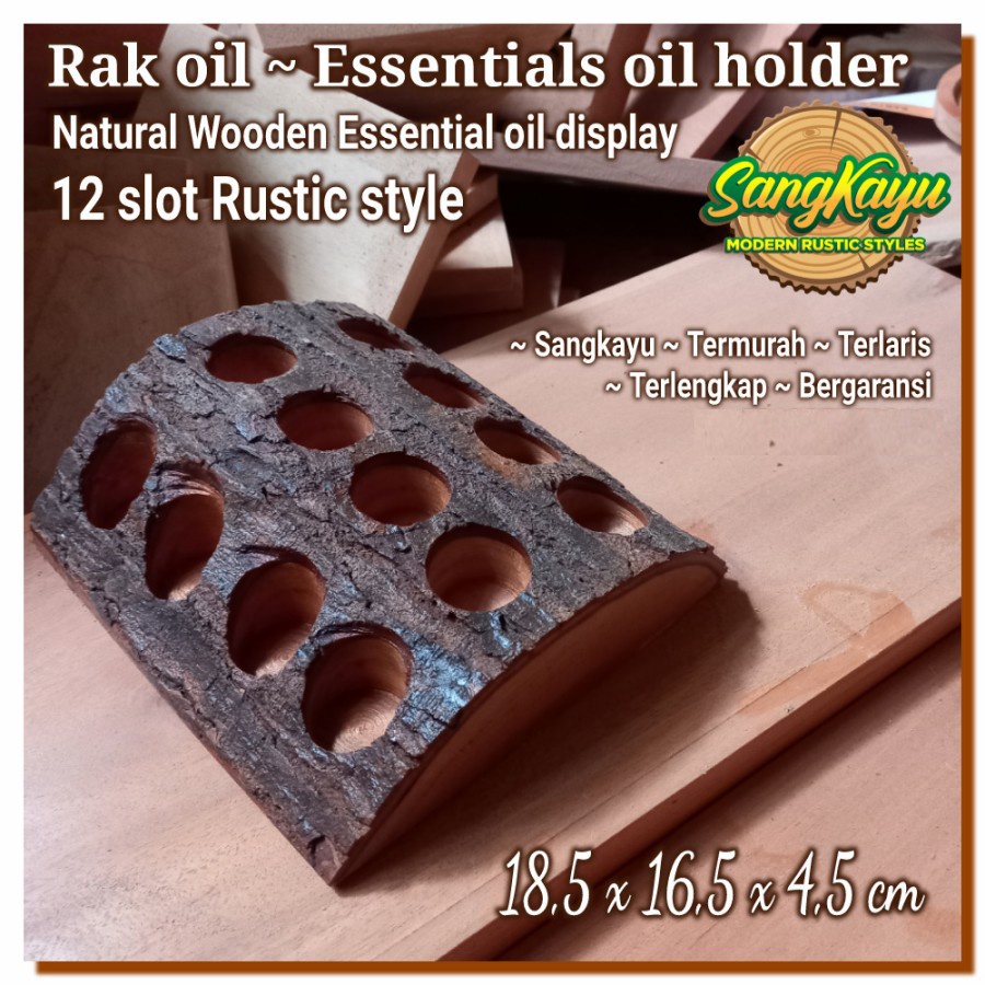 Rak oil 12 slot rak essential kayu essential holder display | Rak oil young living | Rak oil kayu