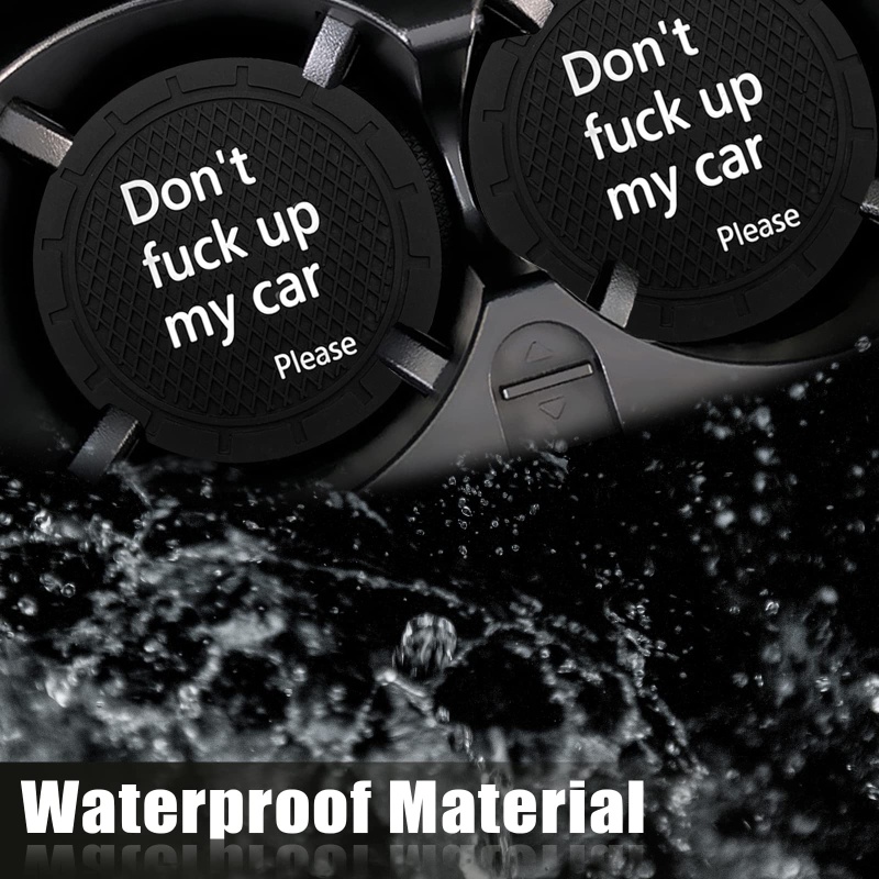 2warna Universal Non-Slip Cup Holder/ Letter Word Printed PVC Car Cup Coaster/ Aksesoris Interior Otomatis