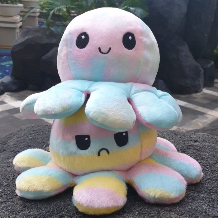 Rainbow Series Boneka Gurita Bolak-Balik Ganti Mood Pelangi - purple rainbow