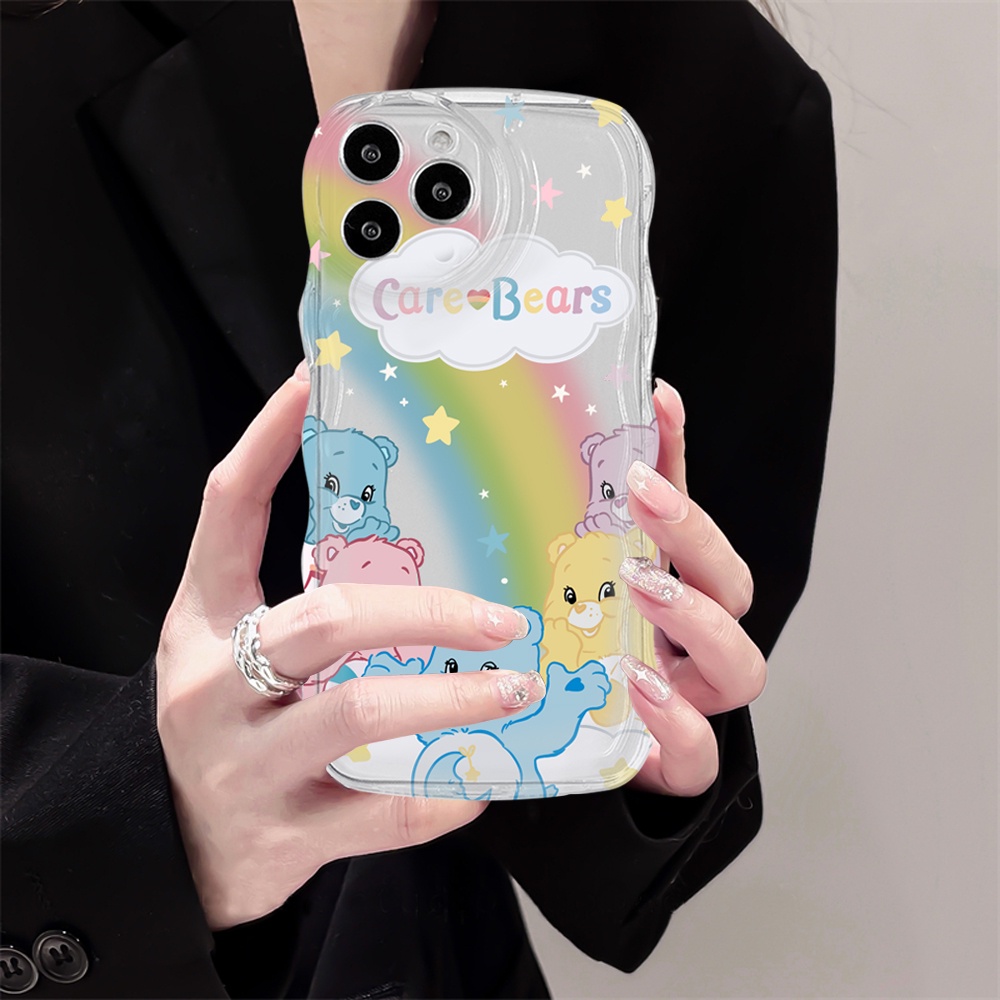 Case Samsung A14 A04 A04E M23 A13 A03S A53 A73 A33 A02 A50S A30S A23 A22 A21S A12 A02S A11 A51 A10 A30 A52 A52S M12 A71 A53 A32 Beruang Warna Warni Wave Edge TPU Phone Cover