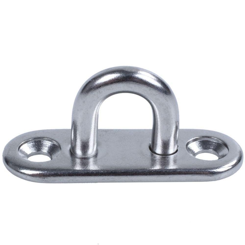 QUINTON 6mm Plat Mata 4Pcs Stainless Steel U-shaped U-shaped Design Hook Loop Oval Pintu Gesper Staple Ring Mount Hook Sekrup Desain Berbentuk U