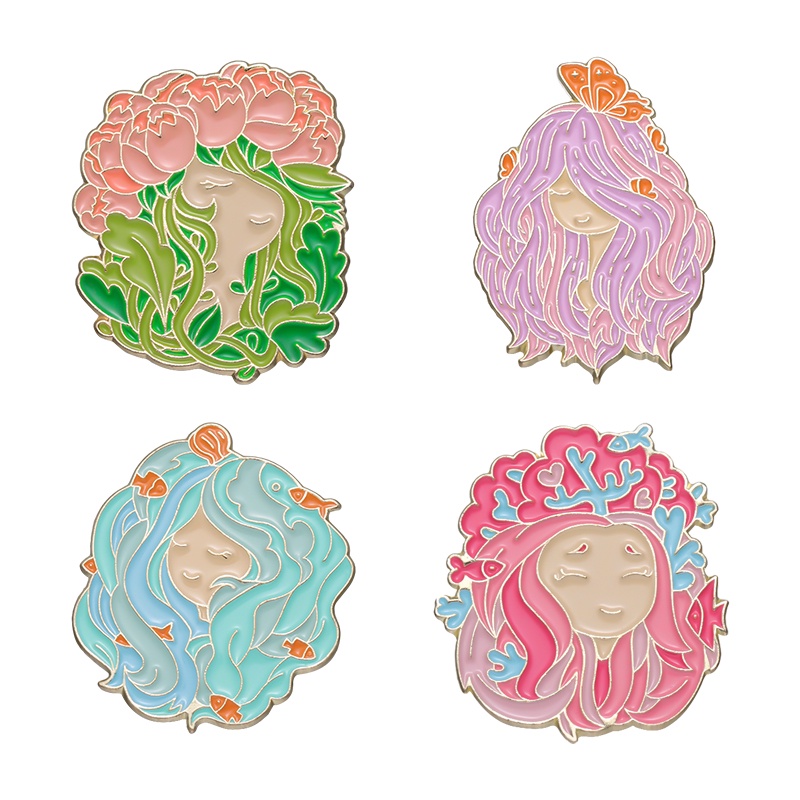 Bunga Bunga Yang Indah Enamel Pin Bros Tanaman Untuk Teman Grosir Kerah Warna-Warni Ransel Topi Aksesoris Custom Wanita Hadiah