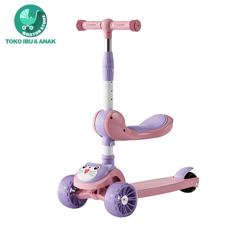 Bostonstore Skuter anak Mainan mobil Anak Scooter Lipat Duduk 3 in 1 / 3~12 tahun / Otoped Anak / Otoped Anak Roda 3 / Otoped Anak Roda 3 Injak / Skuter Anak / Skuter Anak Roda 3 / Skuter Anak Karakter / Scooter Listrik / Scooter Anak Roda 3 / Scooter