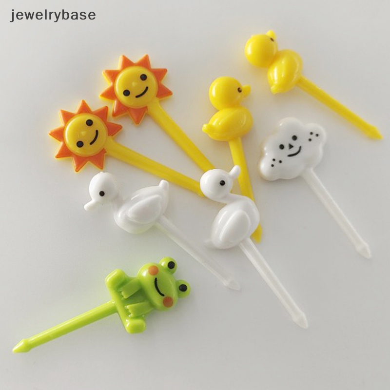 [jewelrybase] 8 Pcs Animal Sun Cake Garpu Buah Food Grade Plastik Mini Kartun Anak Pesta Dekorasi Butik