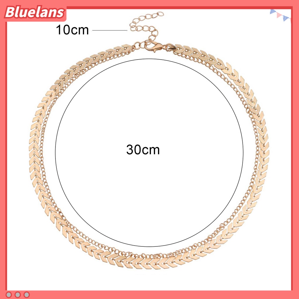 [BLS] Perhiasan Kalung Choker Rantai Tulang Ikan Lapis Ganda Fashion Wanita Untuk Pacaran