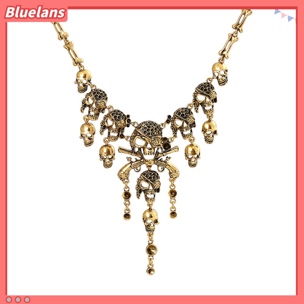 [BLS] Kalung Multi Layer Rantai Perhiasan Kepala Tengkorak Liontin Kalung Untuk Natal