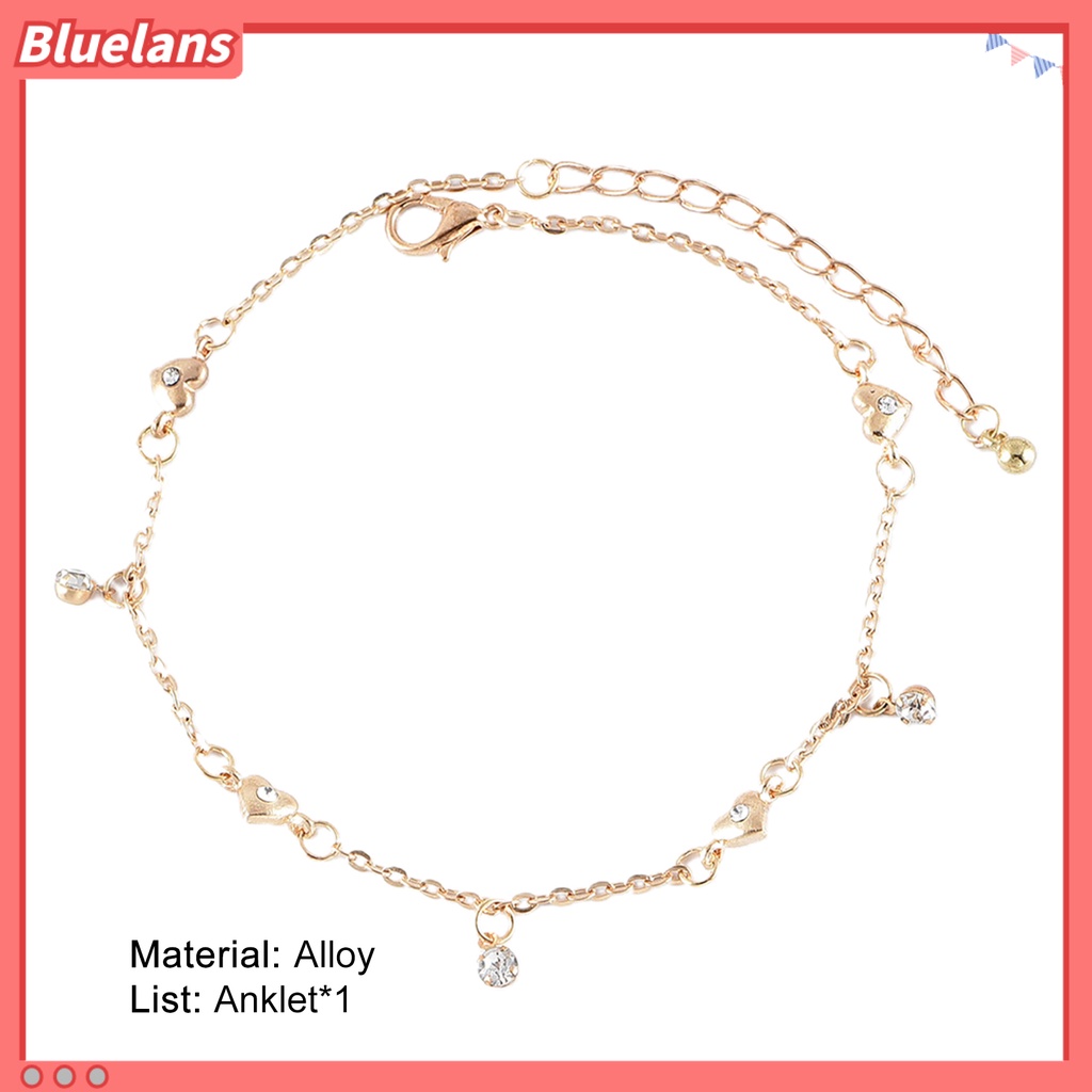 [BLS] Wanita All-match Kecil Kupu-Kupu Hati Berlapis Ganda Gelang Kaki Perhiasan