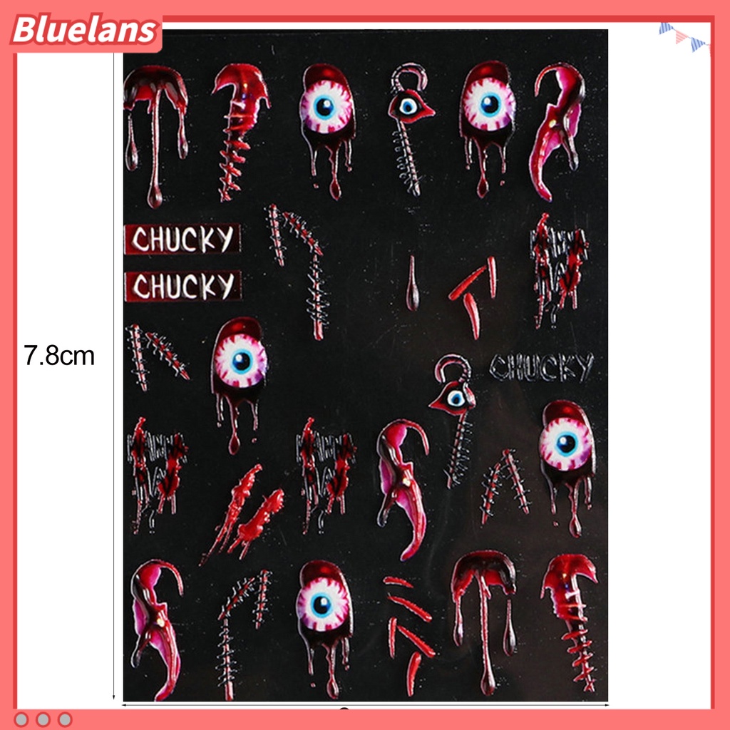 [BLM] Stiker Kuku Pola Horror Kuat Lengket Tidak Luntur Perekat Diri Yang Dapat Dilepas Dekoratif PVC Gaya Halloween DIY Nail Art Stiker Ornamen Perlengkapan Kuku