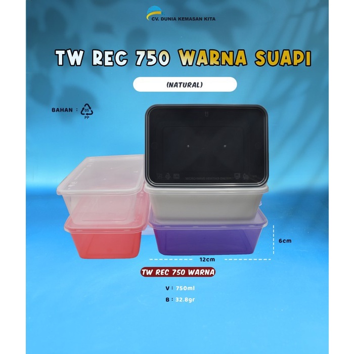 Thinwall Warna 750 ml Suapi - Kotak Makan Plastik - 1 slop