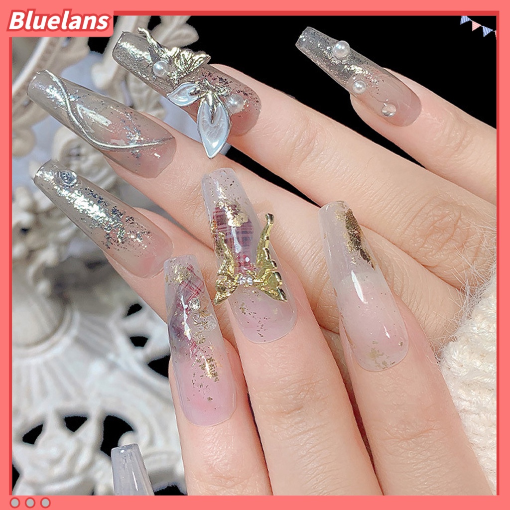 [BLM] 10pcs Nail Art Dekorasi Berlian Imitasi Bertatahkan Mudah Di Tempel Fadeless Anti-Oksidan Jatuh-resistance DIY Sayap Malaikat Kupu-Kupu Nail Art Sayap Aksesoris Untuk Salon Kuku