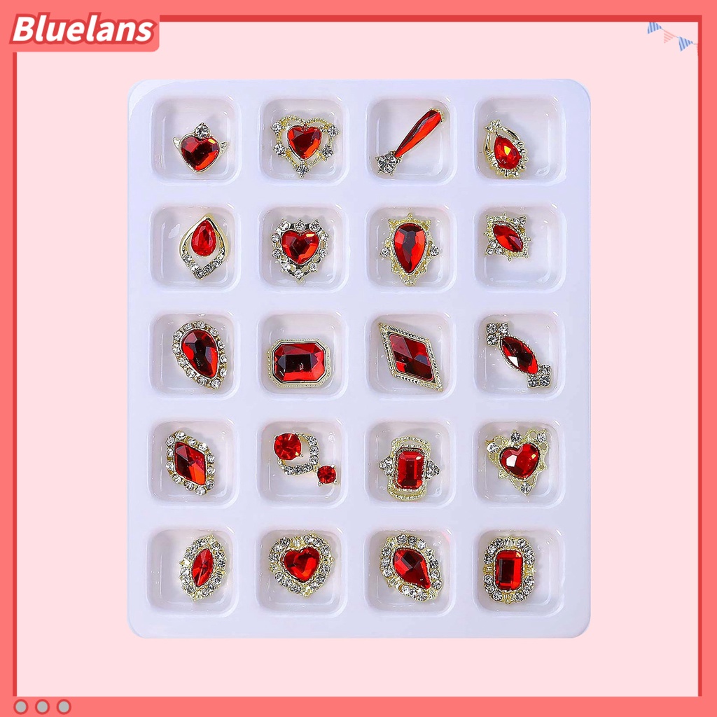 [BLM] 20pcs /Box Nail Art Decor Tiga Dimensi Shining Gloss Sparkling DIY Manicure Faux Diamond Nail Alloy Decor Nail Salon Kuku Supply