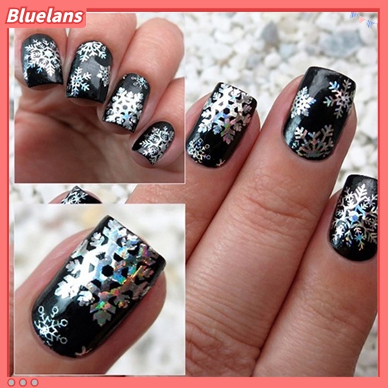 [BLM] 1lembar Foil Kuku Pola Snowflake Natal Nail Art DIY Transfer Sticker Paper