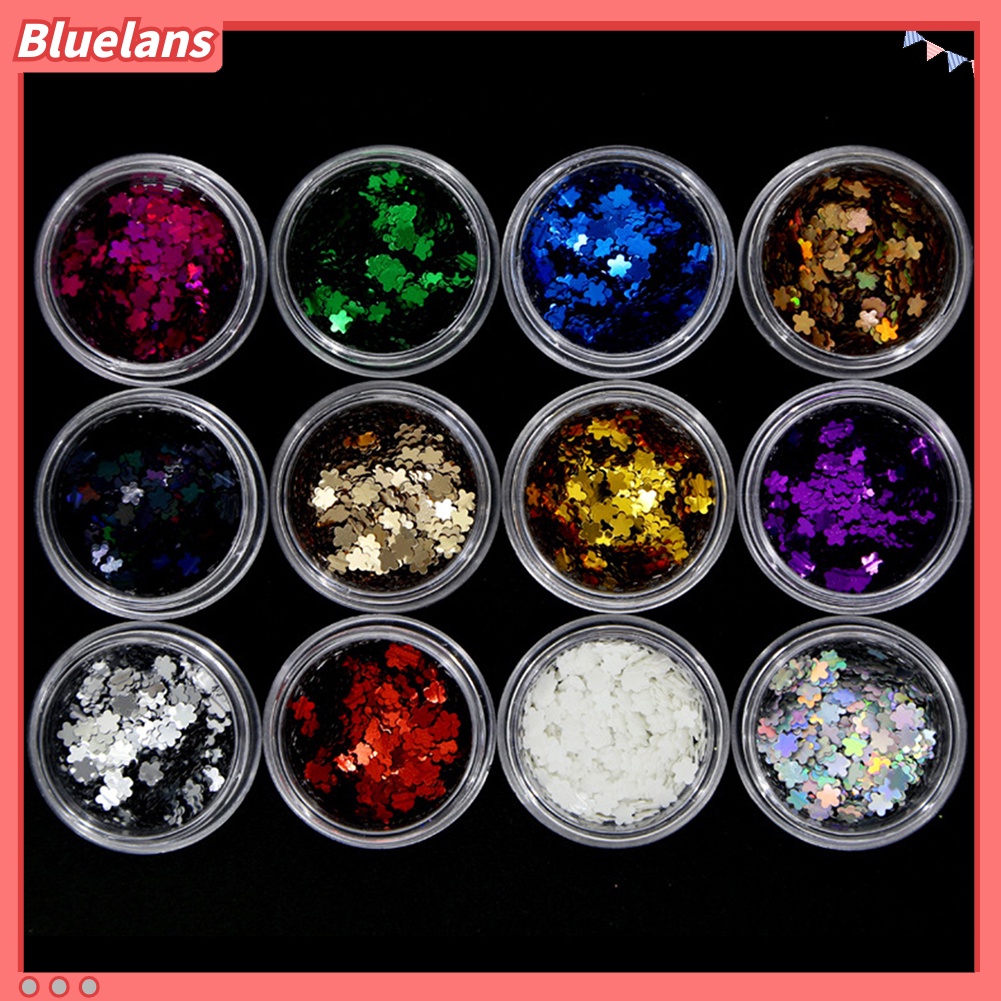 [BLM] 12pcs Banyak Bentuk Glitter Payet Nail Art Tips Decal Stiker Manicure Decor