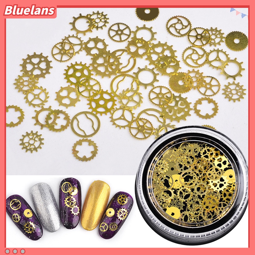 [BLM] 2kotak Logam Berongga Keluar Natal Daun Gear Irisan Nail Art Sequin Decals