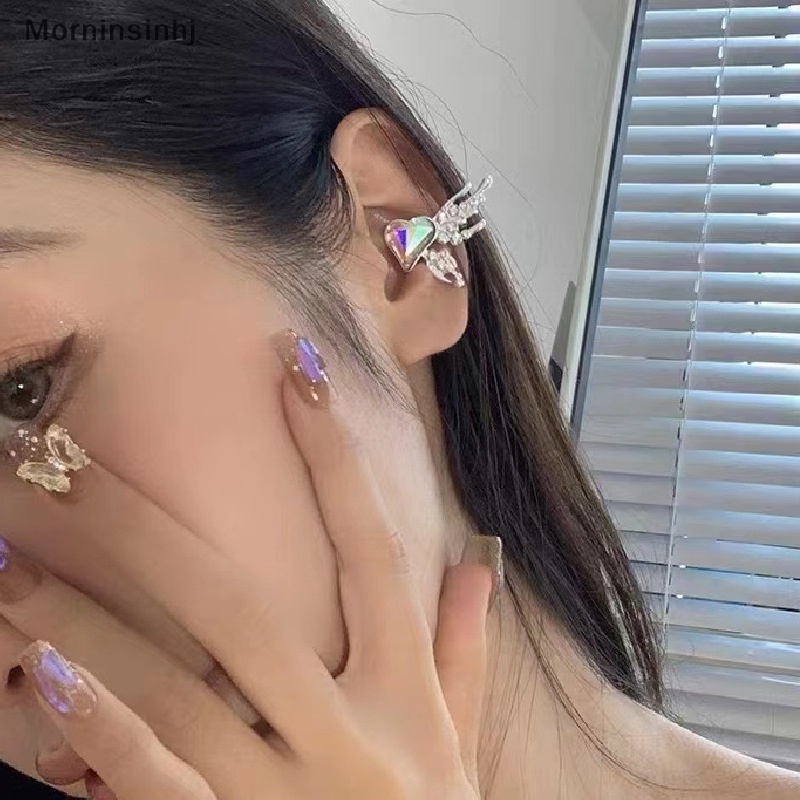 Mornin Fashion Warna-Warni Cinta Hati Sayap Anting-Anting Paduan Tulang Klip Trendi Punk Lucu Kristal Berlian Imitasi Telinga Manset Untuk Wanita Gadis Perhiasan id