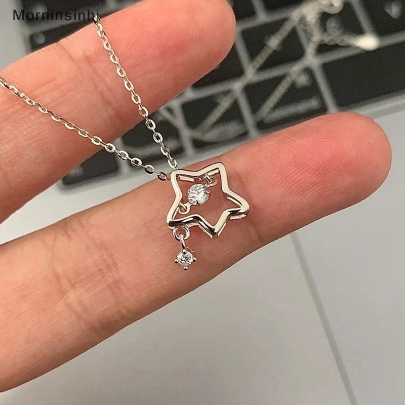 Mornin Fashion Bersinar Kristal Bintang Star Liontin Kalung Untuk Gadis Wanita Rantai Kepribadian Desain Aesthetic Kalung Y2k Perhiasan id