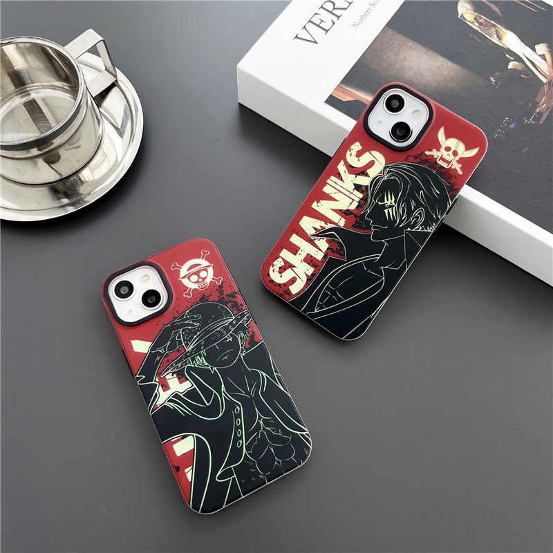 NEW !! ONEPIECE Anime Shanks Luffy Case iphone (For Iphone 11 12 pro max 13 pro max 14 promax READY ! ) luxury Premium Quality Laser Frosted iPhone Case