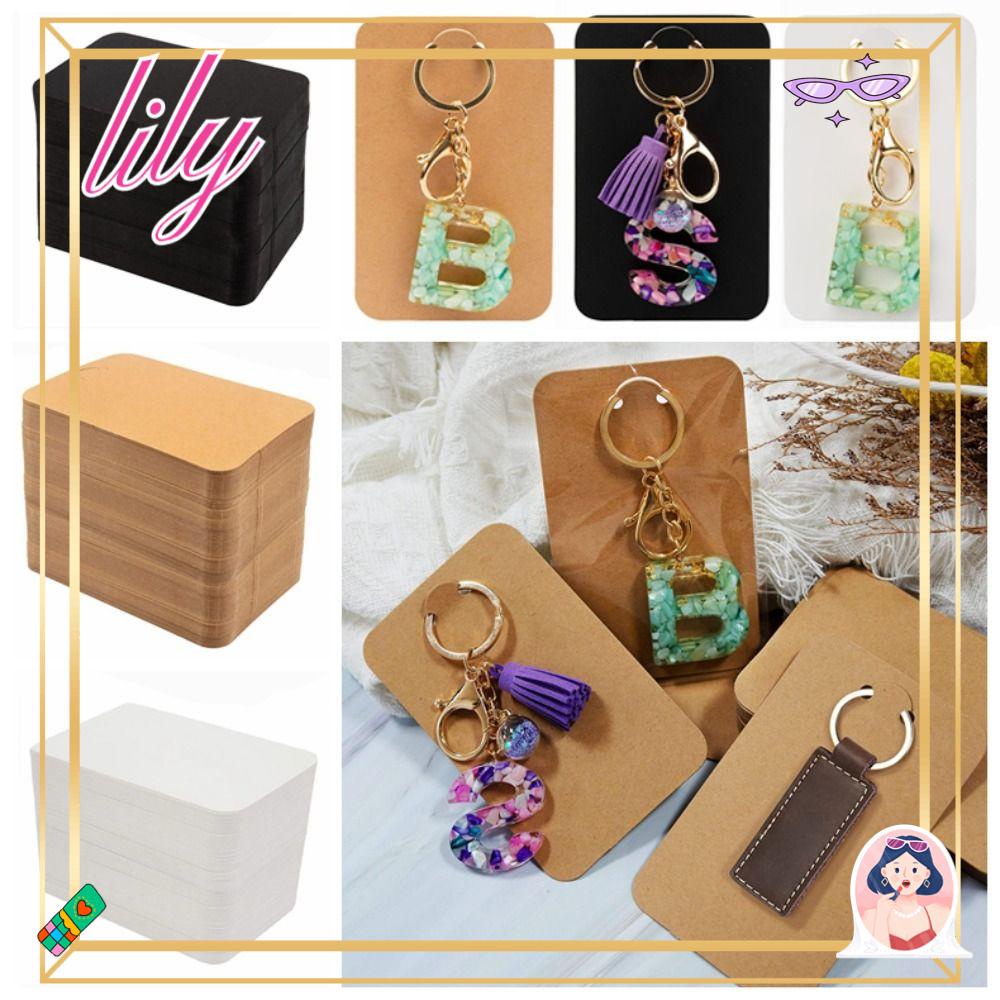 Lily 100PCS Gantungan Kunci Kemasan Kartu Hadiah Dualsides Kosong 7.5cm*12cm Tempat Perhiasan
