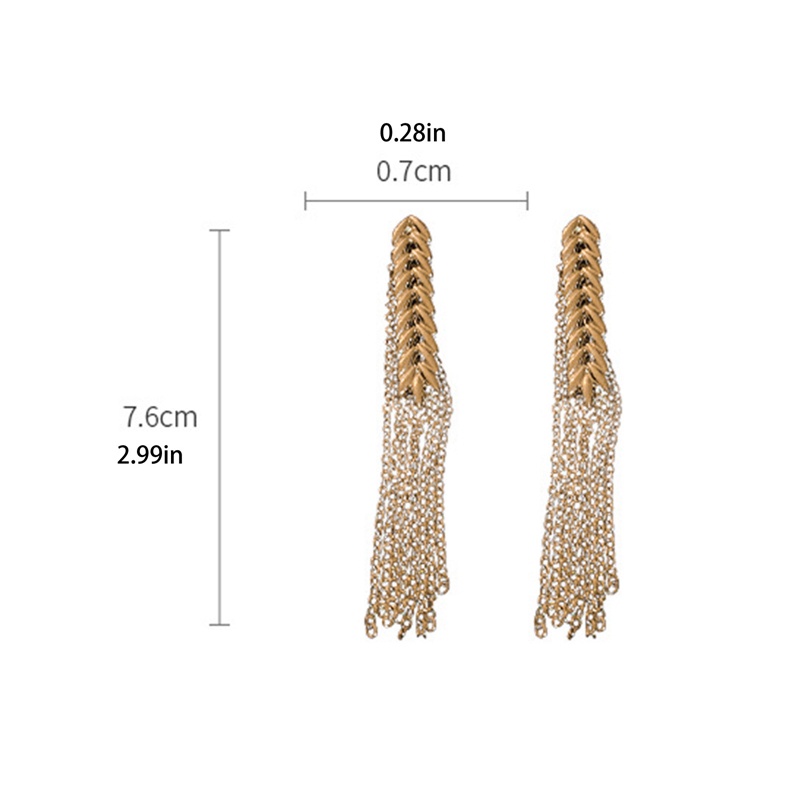 Jarum Perak Emas Gandum Fringe Menjuntai Anting Gaya Logam Panjang Stud Earrings Fashion Perhiasan Baru Untuk Wanita Gadis Aksesoris