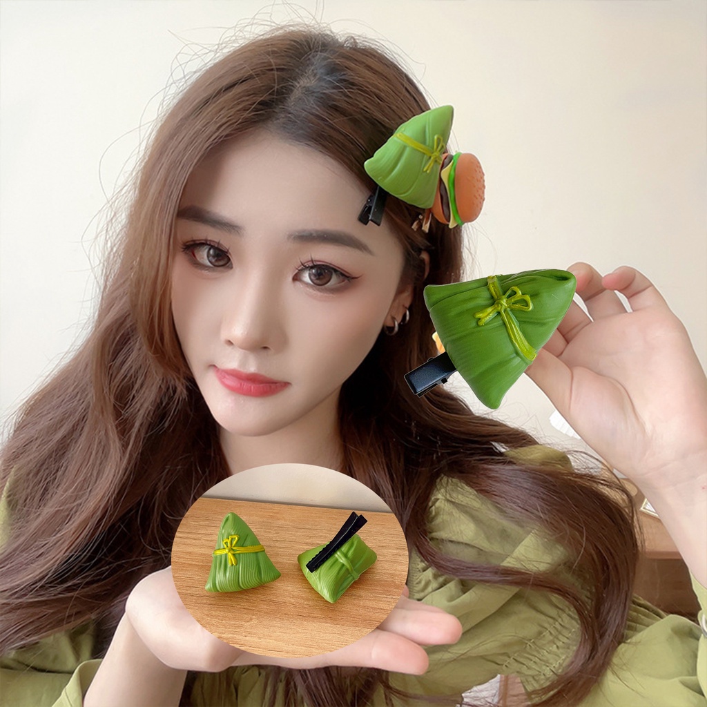 Jepit Rambut Lucu Kreatif Simulasi Makanan Zongzi Anak Dewasa Klip Samping 1pc Cosplay Aksesoris Rambut