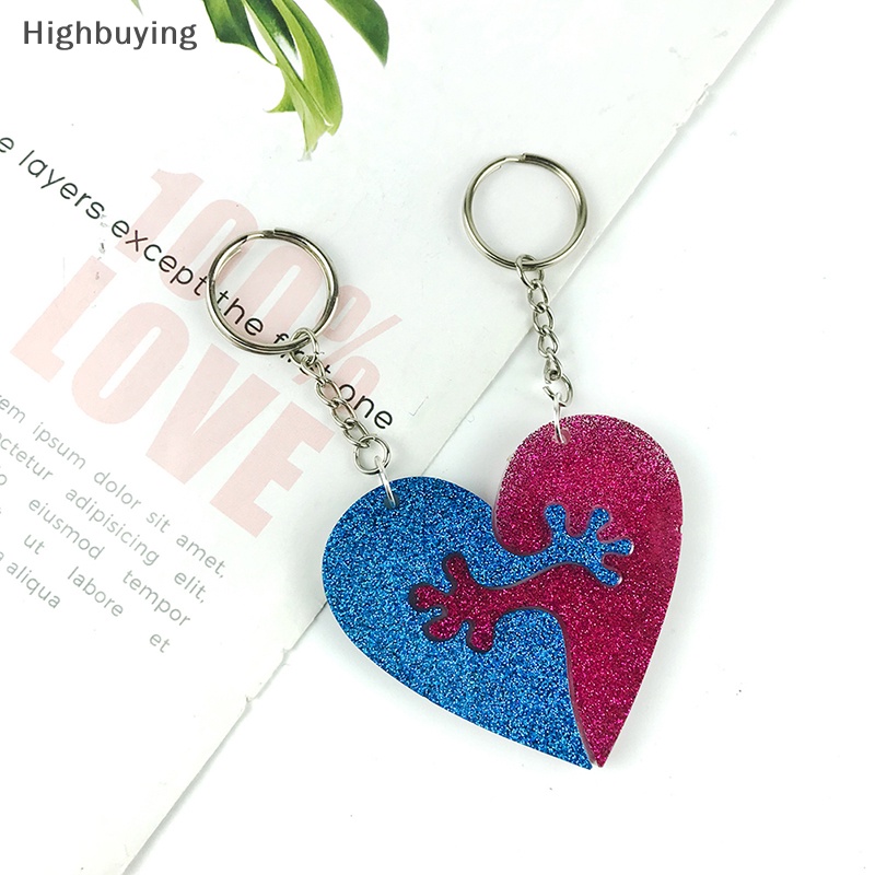 Hbid Cetakan Silikon Cetakan Resin Hati Gantungan Kunci Liontin Silicone Mold DIY Puzzle Keyring Glory