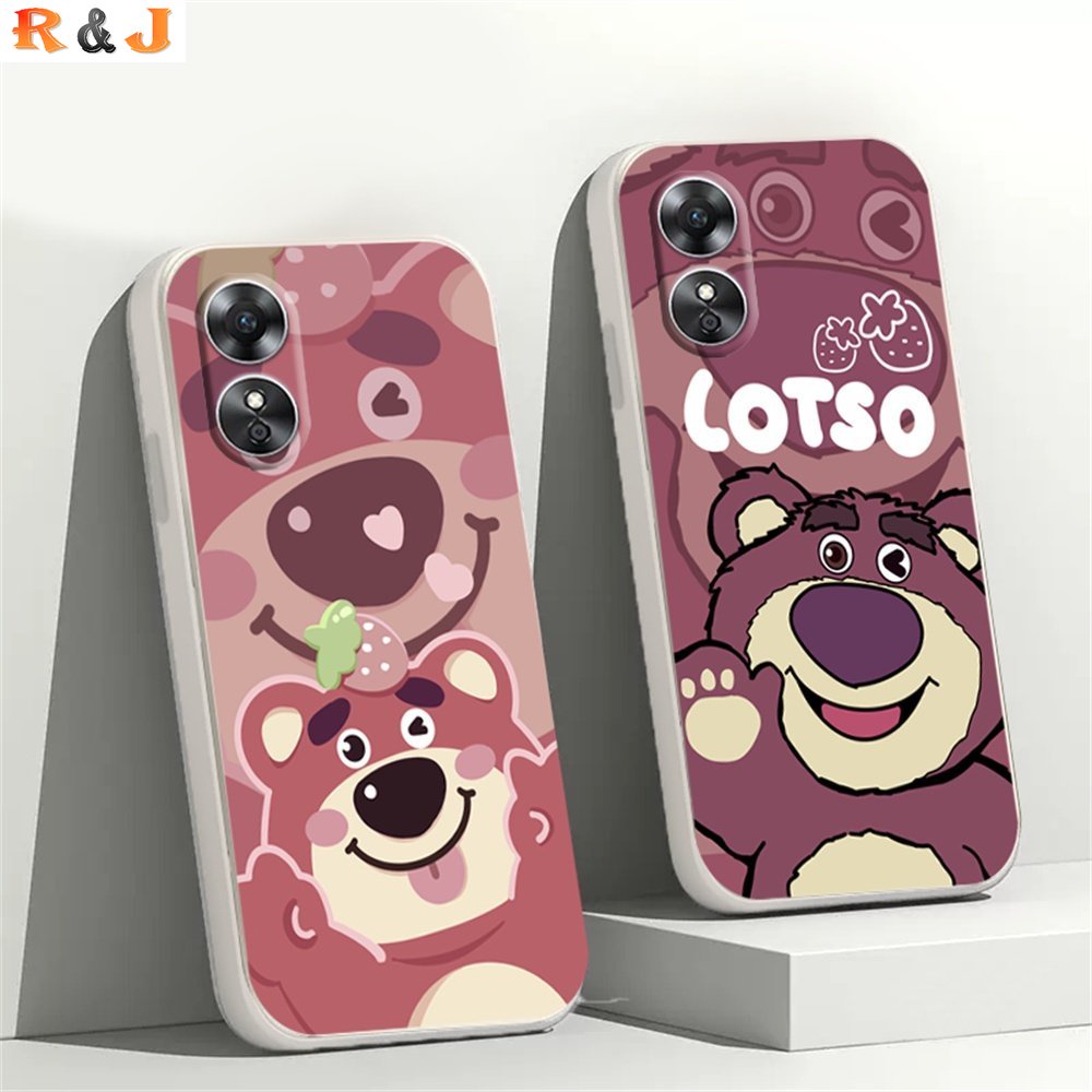 Casing Silikon Lembut OPPO A78 Reno 8T A17 A57 2022 A15 A16 A16K A54 A53 A12 A5S A7 A3S A11k A52 A92 A94 A37 F9 5F A1K A31 A8 A55 C1 Manyo Strawberry Bear Phone Cover