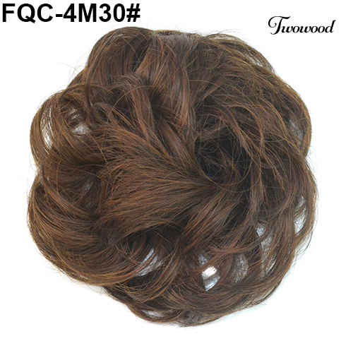 Twowood Wanita Messy Wavy Hair Bun Extension Ikat Rambut Elastis Sopak Wig Rambut Ring