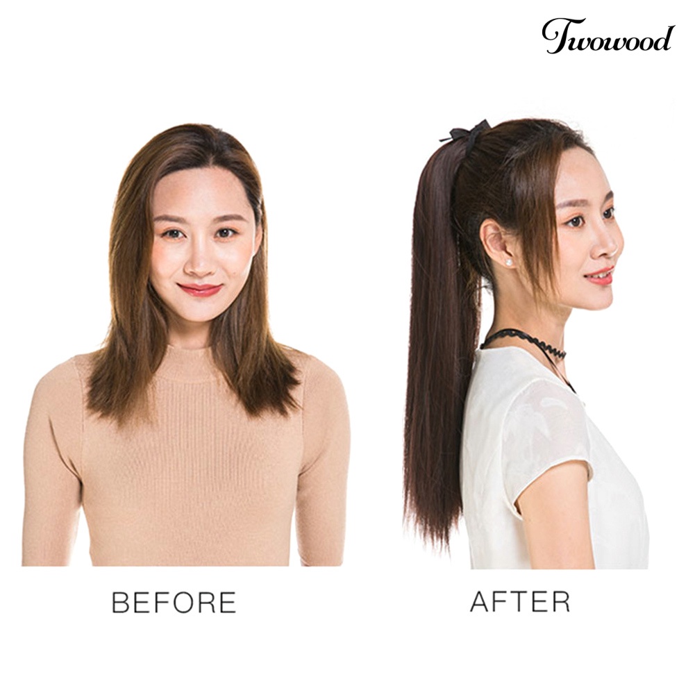 Twowood 45/55 /65cm Wanita Panjang Lurus Wig Ponytail Hair Extension Cosplay Sopak