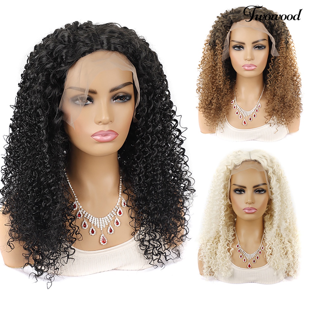 Twowood Curly Wig Berbulu Memperpanjang Rambut Suhu Tinggi Serat Density Frontal Wanita Wig Brasil Untuk Perempuan