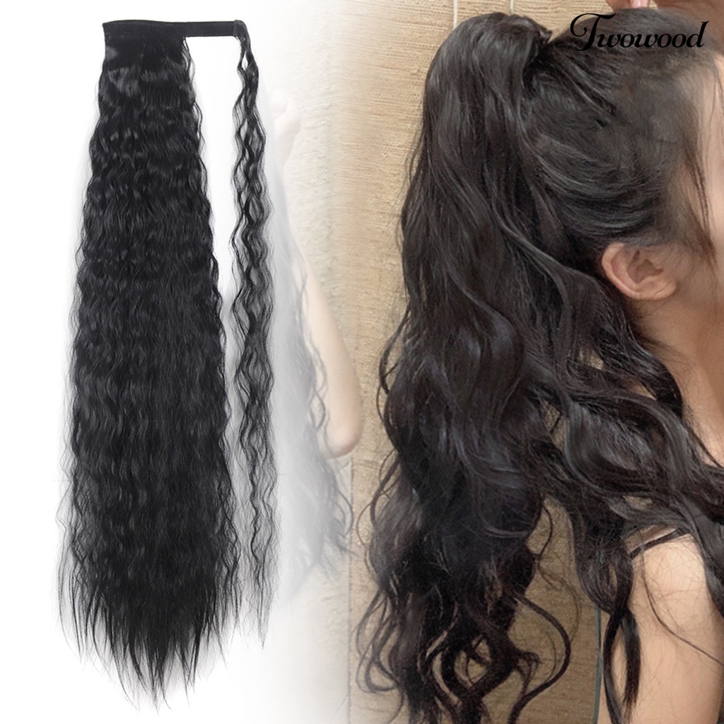 Twowood Curly Ponytail Mudah Dipakai Ponytail Keriting Jagung Panjang Hias Ringan Untuk Rumah