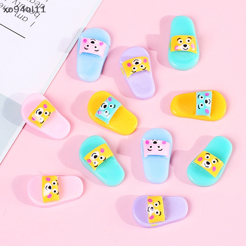 Xo 10pcs Rumah Boneka Sandal Mini Boneka Simulasi Model Sepatu Boneka Dress Up Aksesori OL