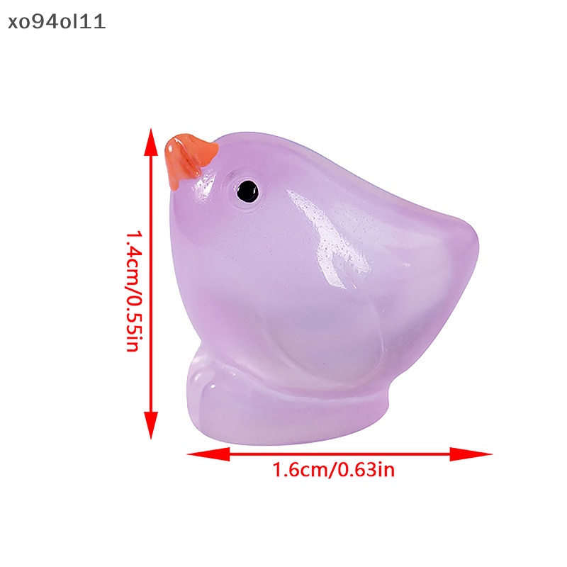 Xo 2Pcs Bercahaya Warna Chick Ornamen Mini Kartun Hewan Boneka Mikro Lanskap Dekorasi Rumah Boneka Miniatur Mainan OL