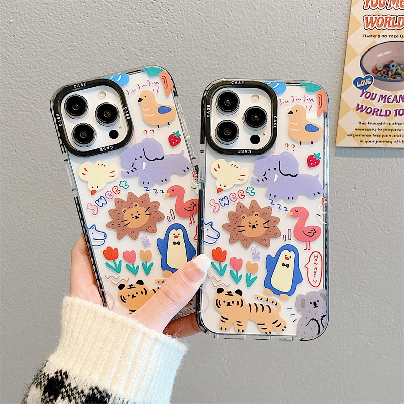 Cocok Untuk iPhone 14pro Max Casing Ponsel iPhone Kompatibel Dengan Iphone13 13pro 13prm iPhone 11 11pro 14plus 12Pro Max7 8Plus X XR SE Empat Sudut Casing Ponsel TPU Tahan Guncangan